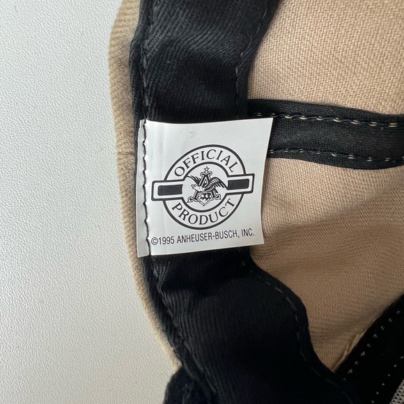 Vintage Bud Light Budweiser Volleyball Baseball Snapback Hat Cap Tan/Black USA - Picture 3 of 4